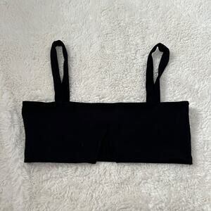 Edikted Womens Valeria V Crop Top Size Medium Black Solid Trendy